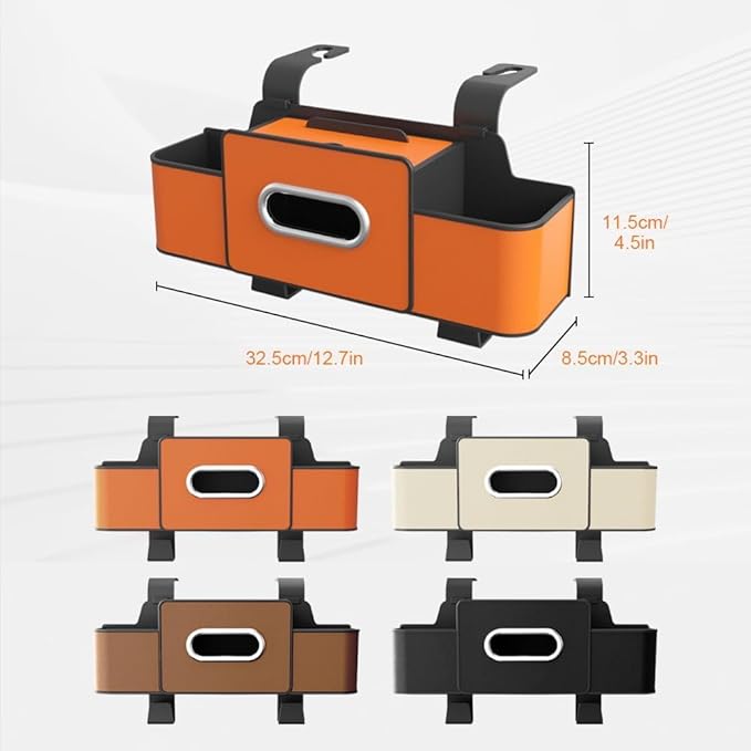 3-in-1 Car Backseat Organize rwith Cup Holder, Tissue Box, Trash Bin & Hooks,2026 Multifunctional Back Seat Car Organizer Box for Hold Phones, Snacks, Drinks, and Handbags