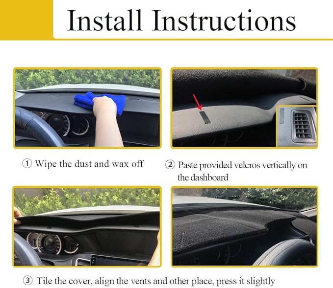 Dash Cover Mat Custom Fit for Hyundai Accent, Dashboard Cover Pad Carpet Protector F155 (Black)