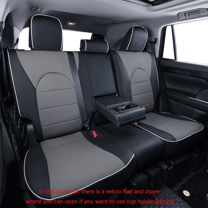 EKR Camry Seat Covers for Toyota Camry SE,LE 2025 2026 Waterproof Leather Car Seat Cover Full Set for Trucks SUV-Faux Leather (Black/Gray)
