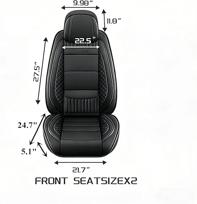 Chezope Leather Seat Covers, Beige Car Seat Covers Front Pair, Breathable Car Seat Protectors, Wear-Resistant Car Accessories, Universal Fit for Most Cars,SUVs Truck (Beige-Solid, Front Pair)