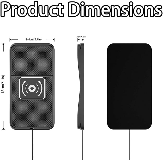 Car Wireless Charger Pad for Dodge Charger 2006-2026, Fast Car Wireless Charging Pad for Car Center Console, Non Slip Charging Mat,1M-USB