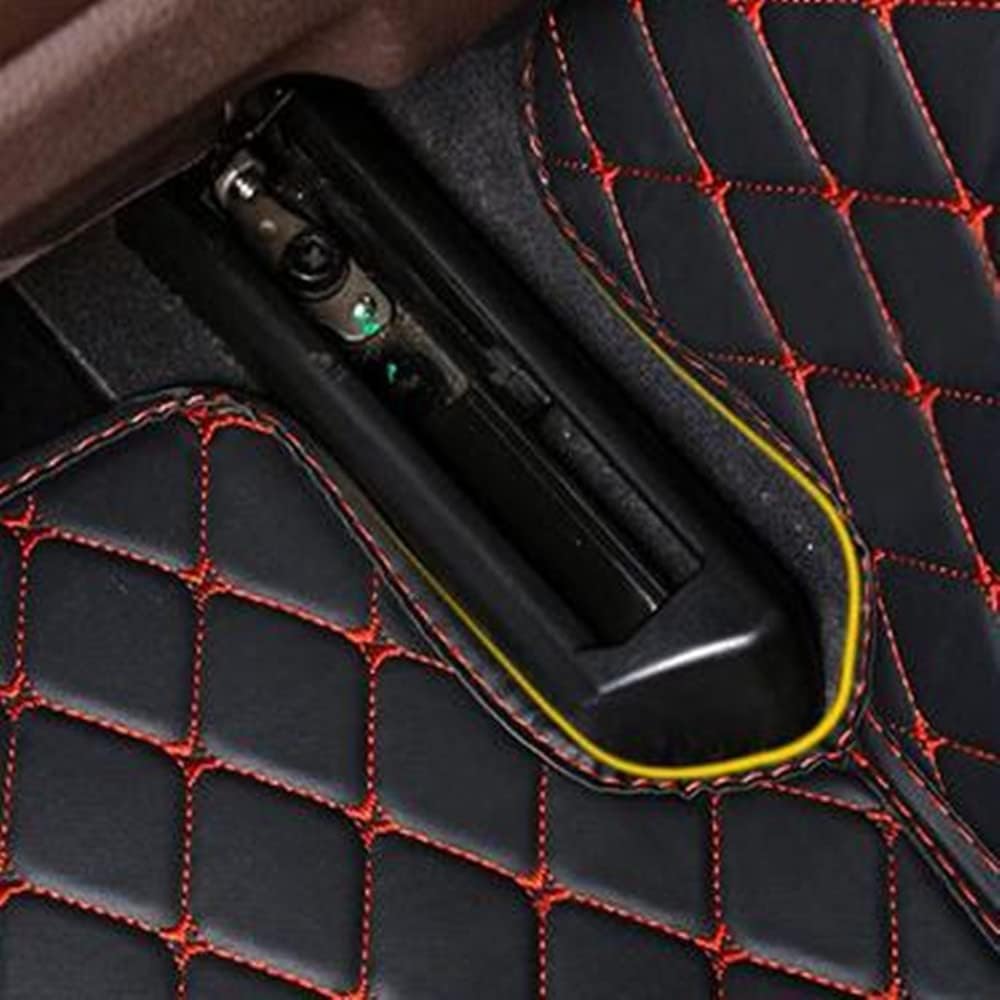 Custom All-Weather Protection Luxury Leather Floor Mats for Cars SUVs Trucks According Anti-Slip Leather Floor mats (22,Orange and Black Beige)