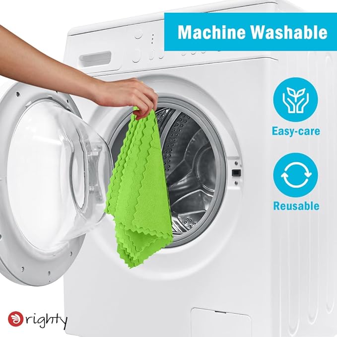 Orighty Microfiber Cleaning Cloth, 24 Pack Highly Absorbent Cleaning Supplies, Reusable Clean Rags for House, Microfiber Cloth for Kitchen, Window, Car Care, 11.5x11.5 inch Green