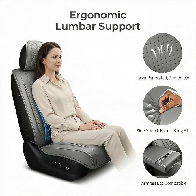 Fit TSX Car Seat Covers for Acura TSX 2003-2014 - Premium Leather, Waterproof, All-Weather, Airbag Compatible, Breathable, Easy Install, Seat Protectors, Only 2 Front seat Covers, Gray