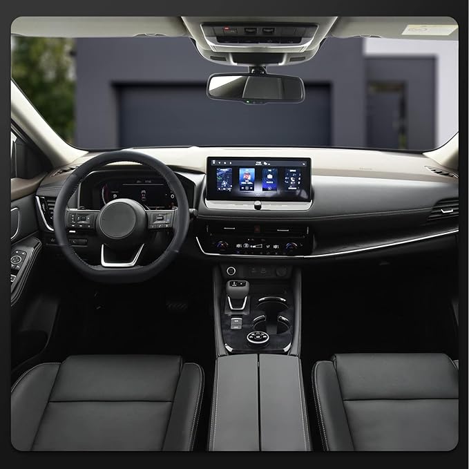 SEG Direct Flat Bottom Steering Wheel Cover, D Shaped Car Wheel Cover 14 1/2-15 in. (37-39 cm), Black Microfiber Leather