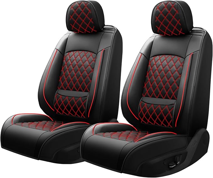 Fit Integra Car Seat Covers for Acura Integra 2023-2026 - Premium Leather, Waterproof, All-Weather, Airbag Compatible, Breathable, Seat Protectors, Only 2 Front seat Covers, Redline