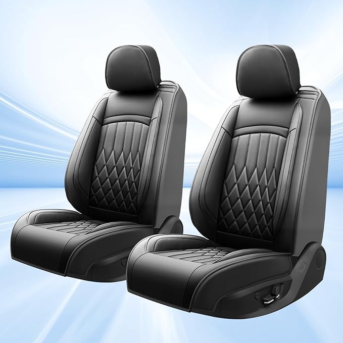 Fit RLX Car Seat Covers for Acura RLX 2013-2020 - Premium Leather, Waterproof, All-Weather, Airbag Compatible, Breathable, Easy Install, Seat Protectors, Only 2 Front seat Covers, Black