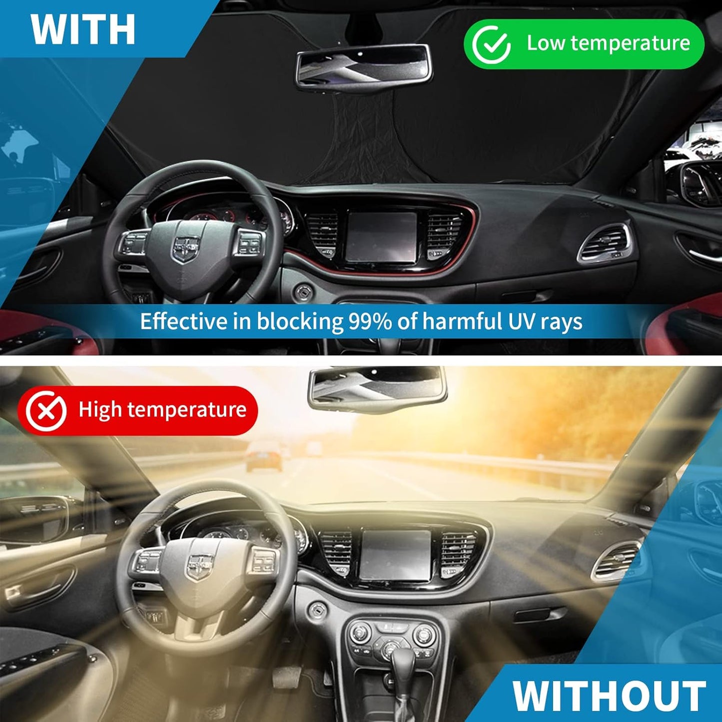 INSAUTO for Toyota Tundra Car Sun Shade Windshield for Tundra 2006 2005 2004 Window Sunshade Fit Toyota Matrix 2003-2013 Foldable Sun Visor Protector 210T Shades Block UV Ray Pickup Truck Accessories
