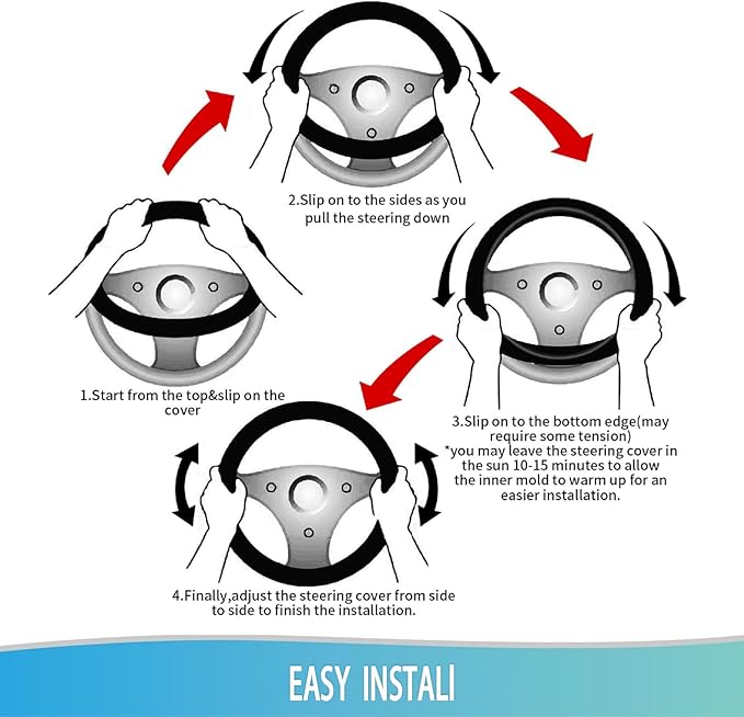 Elastic Steering Wheel Cover Car Accessories Cute Universal 15 Inch Absorbing Sweat Non-Slip Breathable for Man Woman - Moon and Star