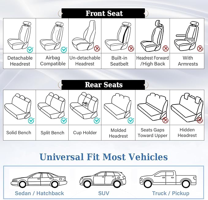 Coverado Car Seat Covers Full Set, Luxury Faux Leather Waterproof Seat Cover, Front and Back Car Seat Protector, Universal 5 Seat Leather Seat Cushion, Carseat Cover Fit Most Cars, Coffee
