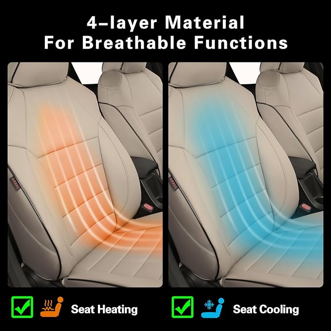 EKR Rav4 Seat Covers Custom Fit for Toyota Rav4 (Hybrid) LE/XLE Premium 2026, Leather Car Seat Cover Full Set for SUV,Faux Leather(Beige)