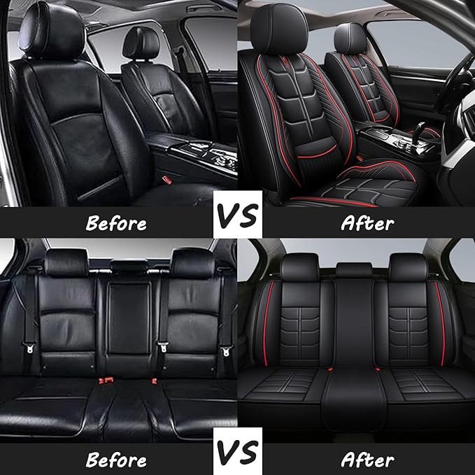 Leather Car Seat Covers Fit for Toyota Tundra 2000-2024, 5 Seater Car Seat Cover, Premium Waterproof, Scratch Resistant Car Interior Accessories (Full Set Beige)