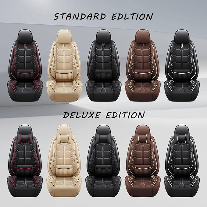 Leather Car Seat Covers Fit for Toyota Camry Solara 2004-2008, 5 Seater Car Seat Cover, Premium Waterproof, Scratch Resistant Car Interior Accessories (Full Set Black)