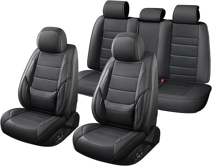 Car Seat Covers Full Set Custom fit for Chevy Trax 2015-2025 - Luxurious Faux Leather with Lumbar Support, Breathable, Anti-Skid, Durable & Comfortable (Black,Full Set)