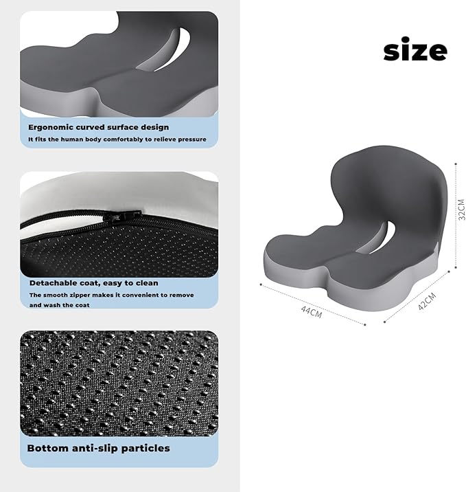 Back and Seat Cushion, Soothe+Cushion,Car Seats with Lumbar Support,Memory Foam Non Slip Skin with Back Support for Office Chair, Car (Color Matching A)