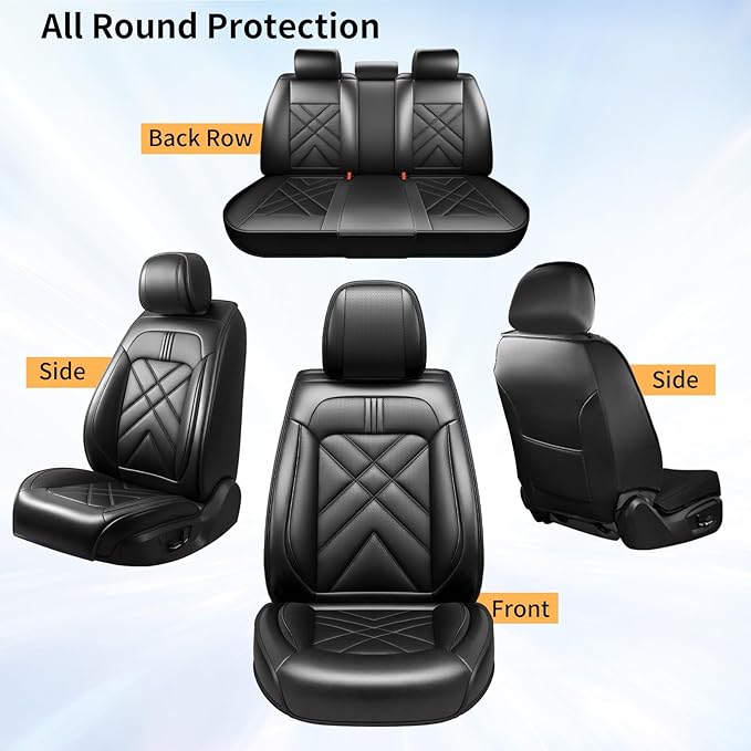 CX-30 Car Seat Covers Custom Fit for Mazda CX-30 2020-2026, Full Coverage Premium Leather Waterproof Breathable Seat Covers, Automotive Seat Protectors, Airbag Compatible(Full Set Seats, Black)