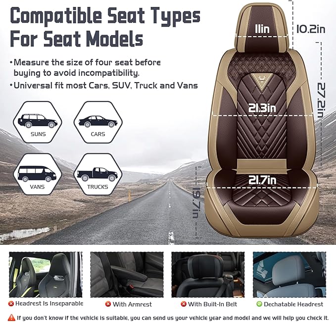 Truck Seat Covers for Ford F150 2009-2026, Waterproof Premium Leather Full Coverage Car Seat Covers, Muscle Sport Style Auto Interior Seat Cover Sets (Front Set/Brown Coffee)