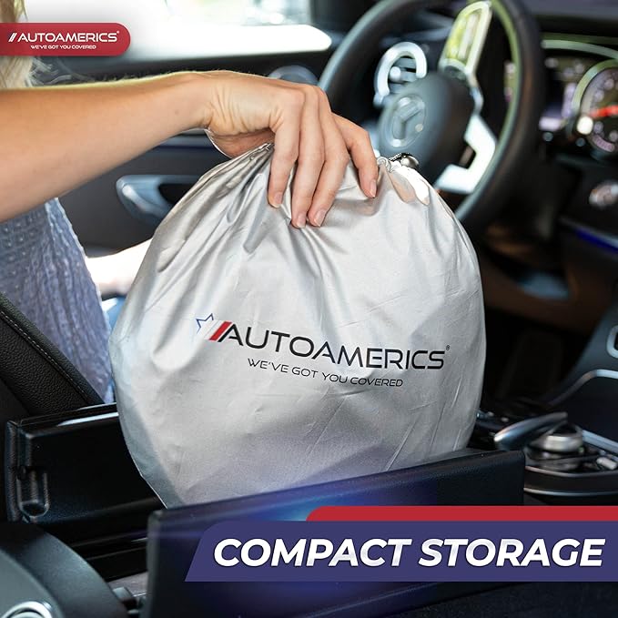 Autoamerics 1-Piece Windshield Sun Shade Foldable Car Front Window Sunshade for Most Sports Cars SUV Truck - Best Heat Shield Reflector Cover - Blocks Max UV Rays & Keeps Your Vehicle Cool - Small Fit