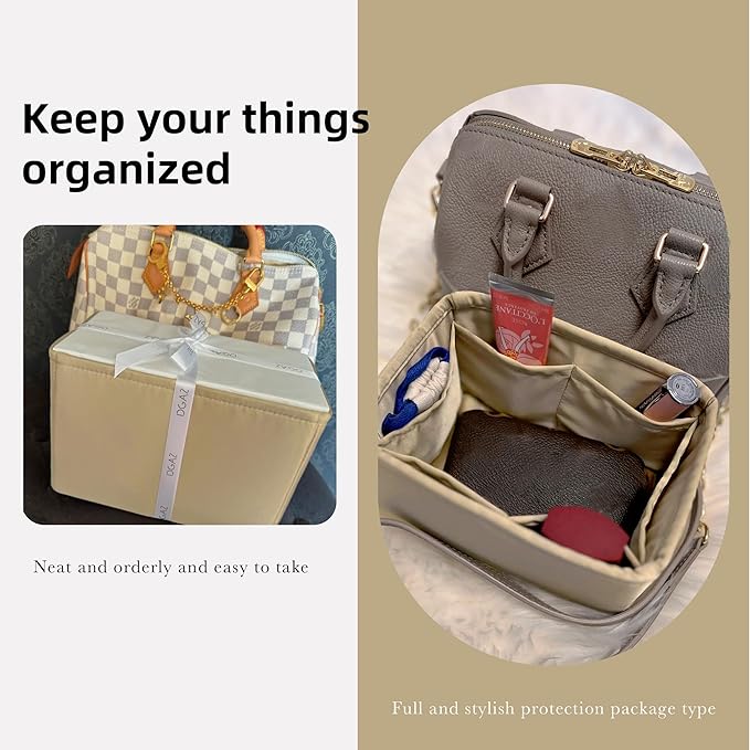 DGAZ Silk Purse Organizer Insert Fits LV Speedy 16/20/25/30/35/40/45 bags,Silky Smooth Bag Organizer,Luxury Handbag & Tote Shaper(S2 trench,SP45)