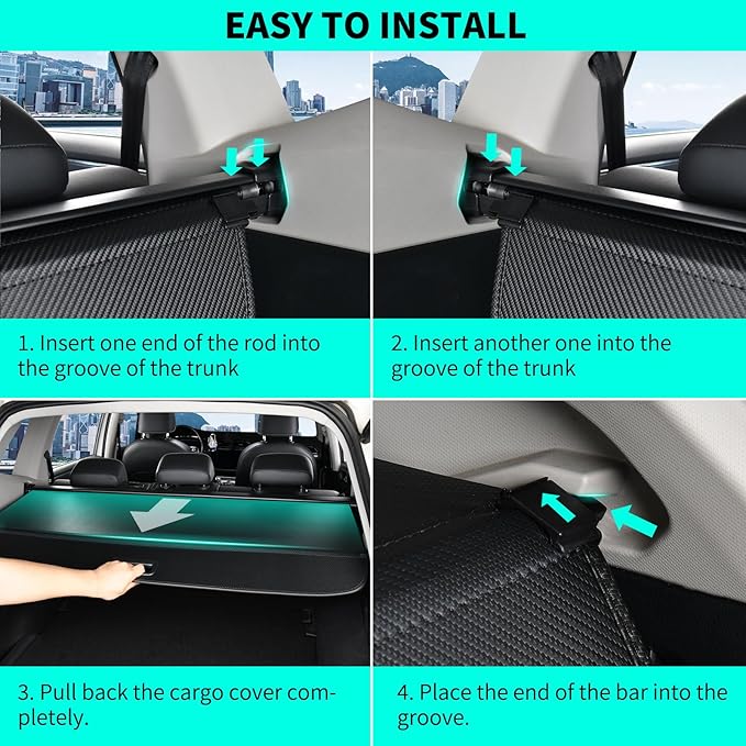 Tecoom Cargo Cover fit for Chevy Blazer EV 2024 Accessories, Retractable Rear Trunk Cover Luggage Security Shade, Anti-Peeping Privacy Screen Protector, Carbon Fiber Texture