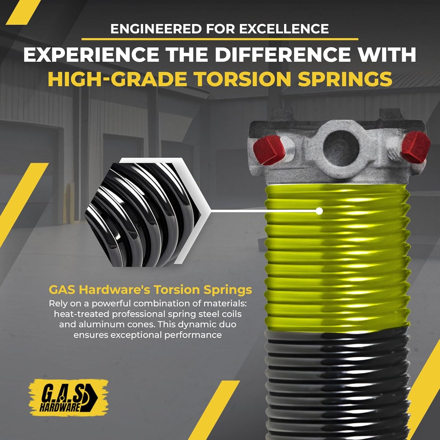 Garage Door Torsion Spring 207x1.75x23 Includes 1” Steel Bearing, Non-Slip Gloves, and Winding Bars for Left Side of Garage Door Precision E-Coating 5-Year Warranty Min. 30,000 Cycles (Red Cone)