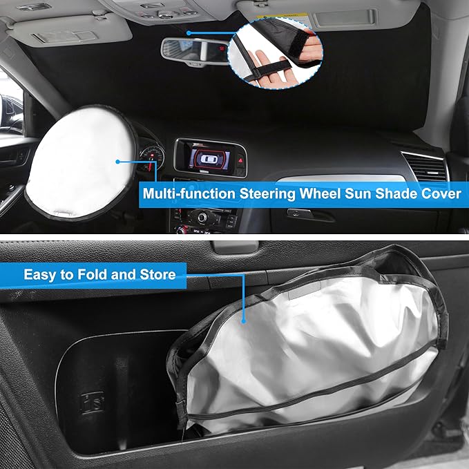 Windshield Sun Shade Custom Fit for 2010-2017 Buick Enclave Accessories Foldable Sunshade Sun Blocker Protect Car from Sun Rays & Heat Damage Keep Car Cooler