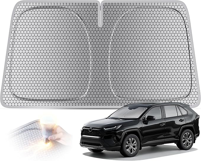 helloleiboo Graphene Car Windshield Sun Shade Car Sun Shade for Windshield with Heat Absorption Coating Foldable Design with UV Protection to Keep Your Car Interior Cooler Silver (Medium-59 ร 30 in)