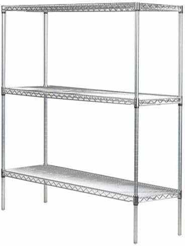 Omega Stainless Steel Shelves, 21" Deep x 24" Wide x 34" High 3 Tier Heavy Duty Wire Shelving Unit for Kitchen Garage Office Restaurant Warehouse 800-lb Per Shelf Weight Capacity