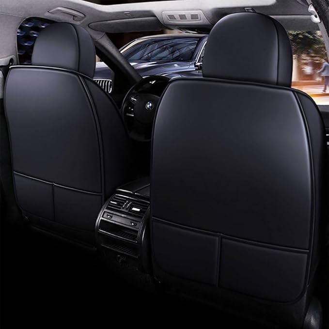 for Chevy Equinox Seat Covers 2005-2026, Full Coverage Customized Car Seat Covers, Premium Leather Waterproof Stain-Resistant Easy to Install (Standard 2 Seats, Black)