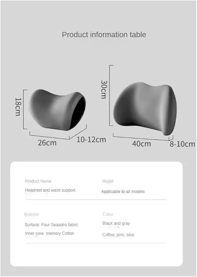 Car Neck Pillow and Lumbar Support Cushion - Memory Foam Backrest for Driver Seat Comfort(Red)