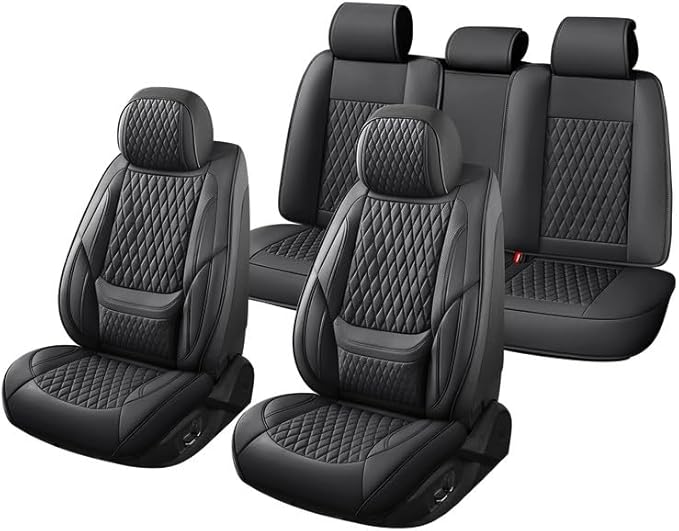 Car Seat Covers Full Set Custom Fit for Mercury Milan 2006-2011 - Premium Faux Leather with Lumbar Support | Breathable, Waterproof, Anti-Slip, Durable (Black,Full Set)