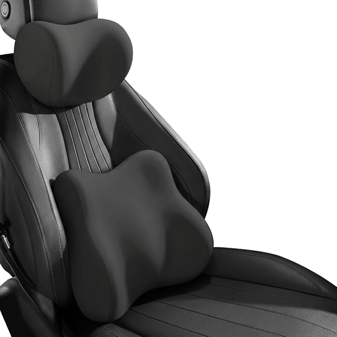 Car Headrest Pillow & Lumbar for Audi A4 Q3 A6 C5 A4 B8 A3 8P Q2 Q5 A1 A3 A5 A6 A7 A8 Q7 Q5L Sq5 Rs Q3 A4 B6, Car Seat Neck Pillow Back Support, Breathable All-Season Seat Cushions, 2PCS