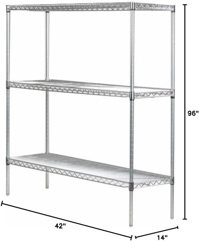 Omega 14" Deep x 42" Wide x 96" High 3 Tier Chrome Starter Shelving Unit