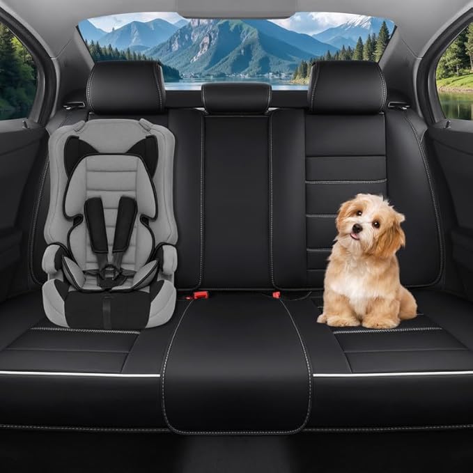 Car Seat Covers Full Set Custom Fit for Chevy Trailblazer 2021-2026-Luxury Leather with Lumbar Support, Breathable, Waterproof, Anti-Slip, Durable, Easy to Install (Black&White,Full Set)
