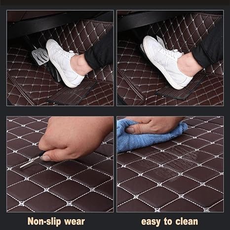 Custom Floor Mats for Cars，Luxury Full Coverage All Weather Car Floor Mats，Leather Car Mat Set ， Floor Mats for 99% of Cars, Trucks & SUVs (Black Purple)