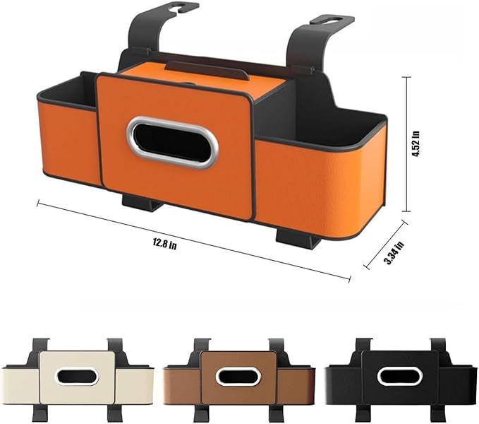 Car Multifunctional Seat Back Waterproof Storage Bag, Multifunctional & Waterproof Car Back Seat Organizer with 2 Cup Holders&Hooks, Hanging Storage Box for Most Cars (2pcs B)