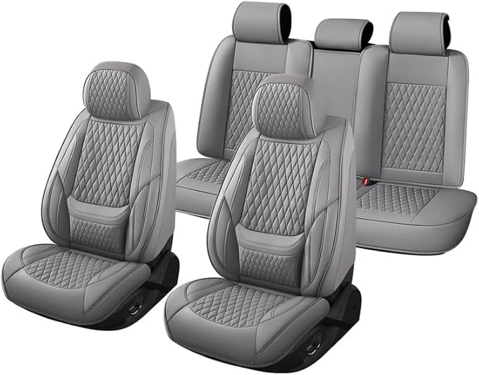 Car Seat Covers Full Set Custom Fit for Chevrolet/Chevy Trailblazer 2021-2026 - Premium Faux Leather with Lumbar Support | Breathable, Waterproof, Anti-Slip, Durable (Gray,Full Set)