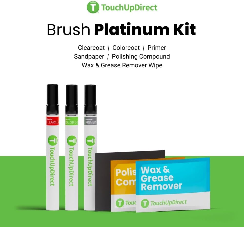 TouchUpDirect 218 Attitude/Midnight Black Metallic Compatible with Toyota Exact Match Touch Up Paint Brush - Platinum Kit