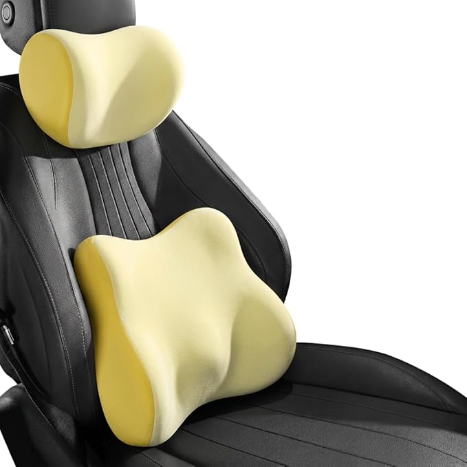 Car Headrest Pillow & Lumbar for Audi A4 Q3 A6 C5 A4 B8 A3 8P Q2 Q5 A1 A3 A5 A6 A7 A8 Q7 Q5L Sq5 Rs Q3 A4 B6, Car Seat Neck Pillow Back Support, Breathable All-Season Seat Cushions, 2PCS