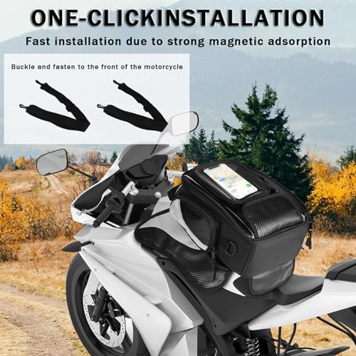 Motorcycle Tank Bag for Yamaha FZ 07 2015-2017, Magnetic & Strap Mount Tank Bag for Motorcycles, Motorcycle Touring Navigation Luggage Bag Tank Bags, B Magnetic