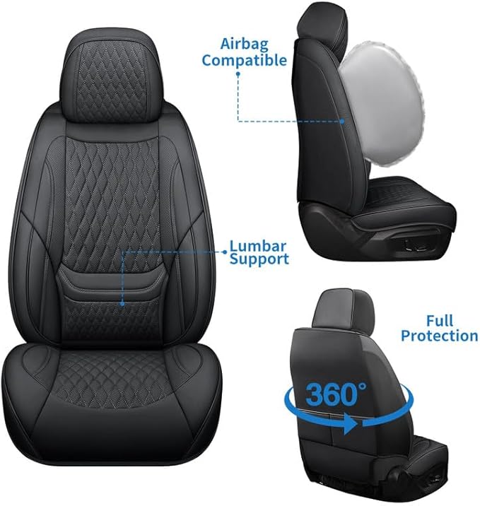 Front Seat Car Seat Covers Custom Fit for Buick Envista 2024-2026 - Premium Faux Leather with Lumbar Support | Breathable, Waterproof, Anti-Slip, Durable (Black,Front Seat)