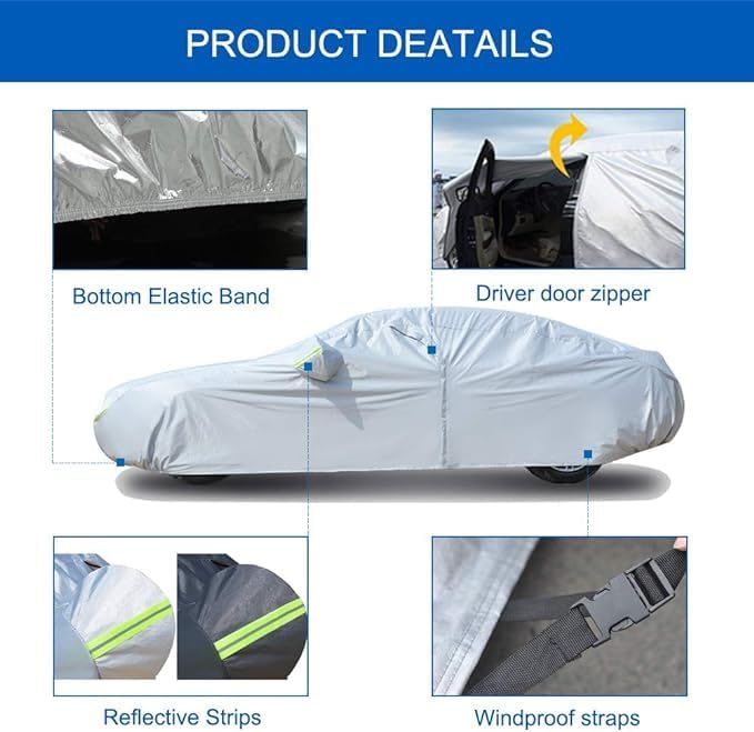 KouKou Oxford Waterproof SUV Car Cover Suitable for Palisade from 2018 to 2025, Windproof All Weather Waterproof Outdoor Cover Sun Rain UV Dust Snow Protection.