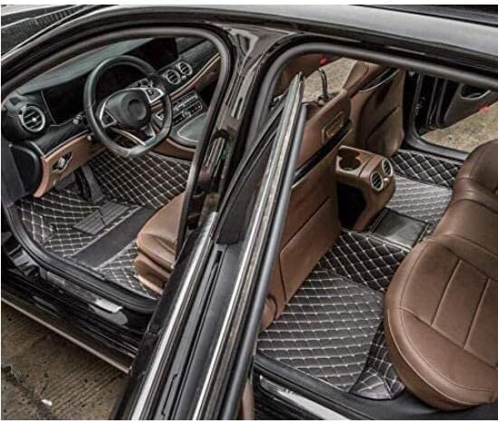 Custom Car Floor Mat Compatible with 97% Car Models Luxury Leather All Weather Waterproof Anti-Skid Full Coverage Car Mats (Pink and Black)