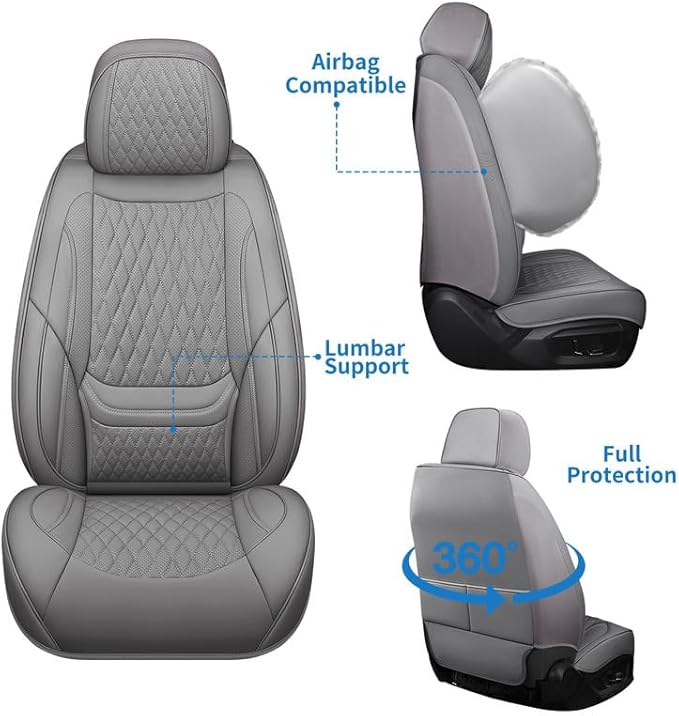 Car Seat Covers Full Set Custom Fit for Chevrolet/Chevy Trailblazer 2021-2026 - Premium Faux Leather with Lumbar Support | Breathable, Waterproof, Anti-Slip, Durable (Gray,Full Set)