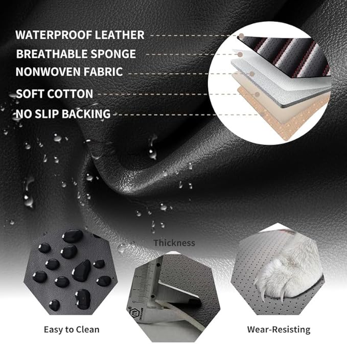 Car Seat Covers Full Set Fit for Toyota Matrix 2003-2014, Premium Faux Leather Car Seat Protector,Breathable Anti-Slip Full Wrapping Edge Seat Covers(Black&Red,Full Set)