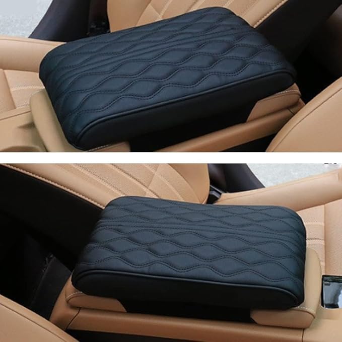 Leather Car Armrest Box Pad, 2025 Upgrade Universal Auto Arm Rest Cushion Memory Cotton Armrest Box Pad, Car Center Console Cover for Most Vehicle, Car Accessories (#2)