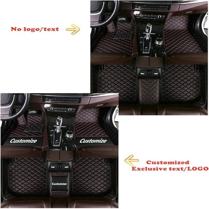 Custom Making Car Floor Mats Protection Pads for 99% Sedan/Coupe/Hatchback/SUV/Pickup Men Women Car Floor Mats Coverage Pads Anti-Slip Leather Floor Lining (Black Red)
