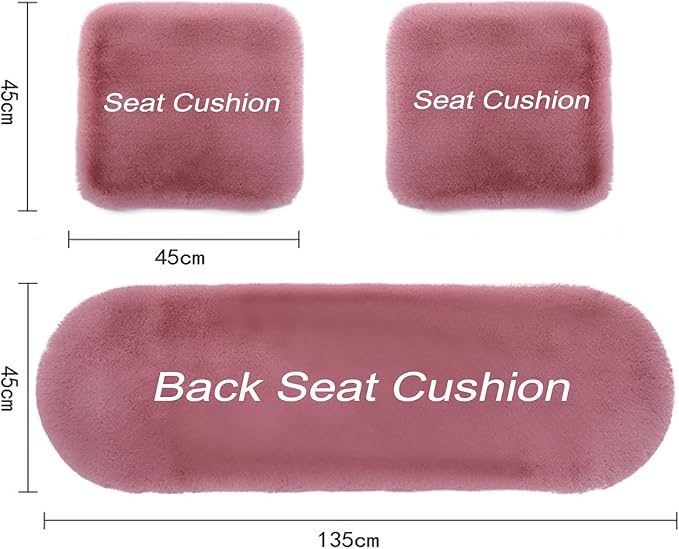 Plush Car Seat Cushion, Soft Warm Fuzzy Faux Rabbit Fur Fluffy Plush Auto Seat Cover Vehicle Car Front and Back Seat Protector Pad with Non-Slip Backing Cushion Interior Universal Fit (Red,Front*1)