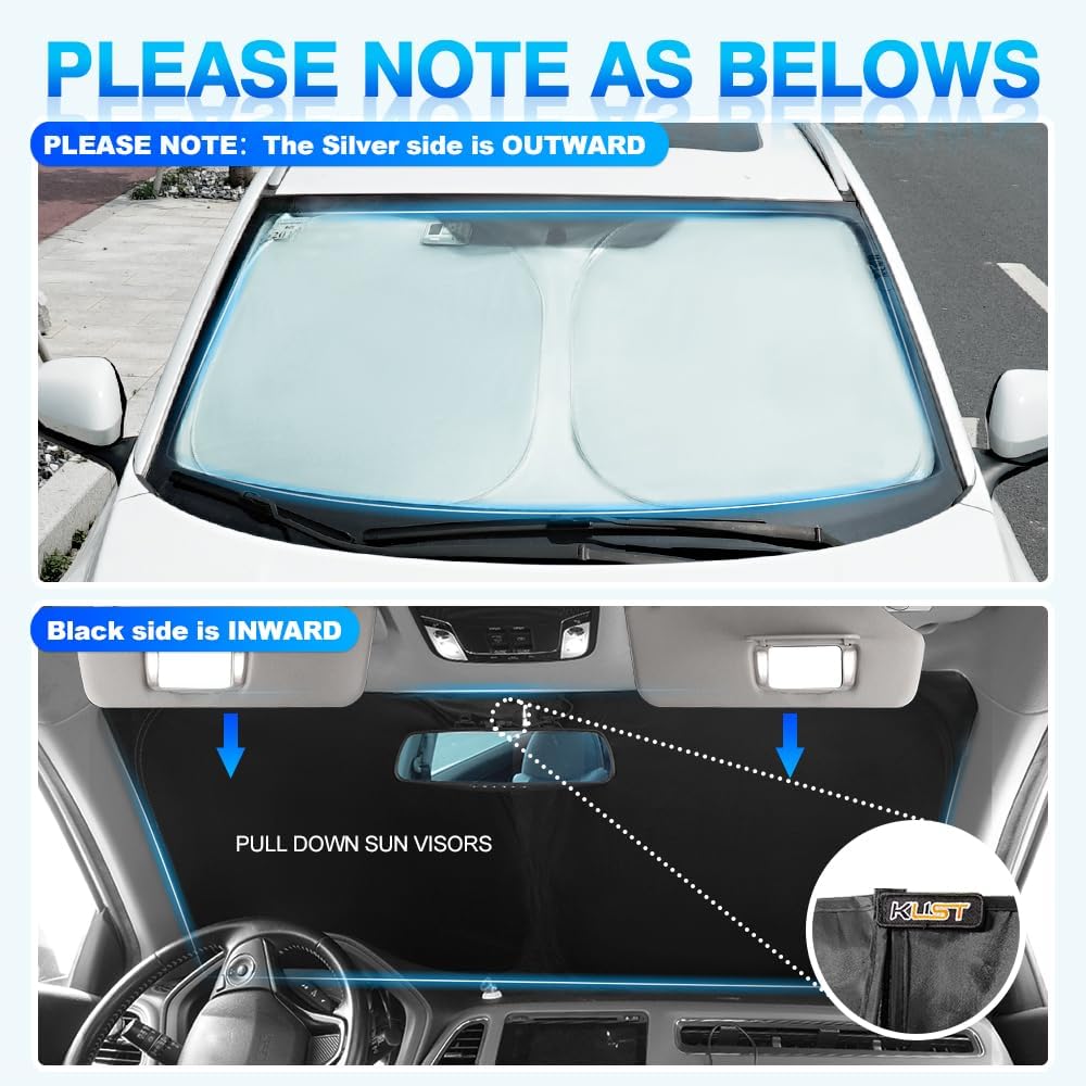 KUST Windshield Sun Shade for 2019-2025 2026 Audi Q3 Accessories Custom Fit Sunshade Window Shade Sun Visor Protector Foldable Blocks UV Rays Keep Your Car Cooler