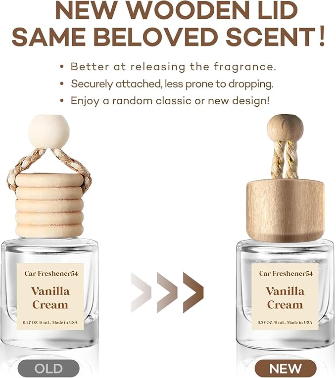 C Classy Hanging Car Air Freshener 2 Pack, Vanilla Cream Essential Oil Diffuser, Long-Lasting Fragrance, Cute Glass Bottle Car Accessories for Women & Men, Made in USA